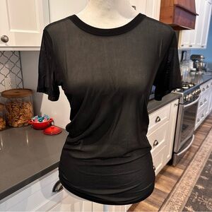 Allchic Black Sheer Mesh T-shirt Womens L Gothic Dark Whimsigoth Grunge Punk